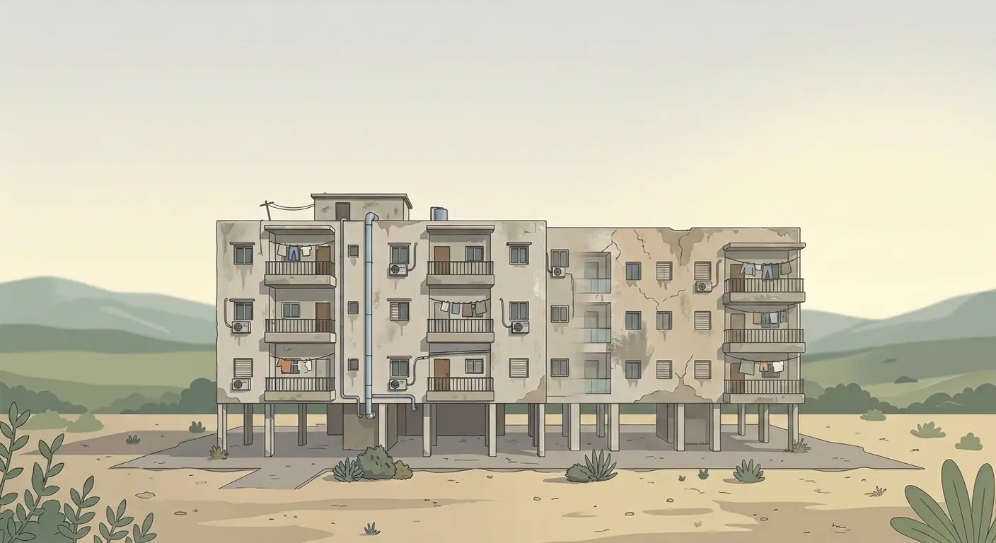 בניין מגורים ותיק על עמודים, מהטיפוסים שחפ/2666 מיועדת לחזק