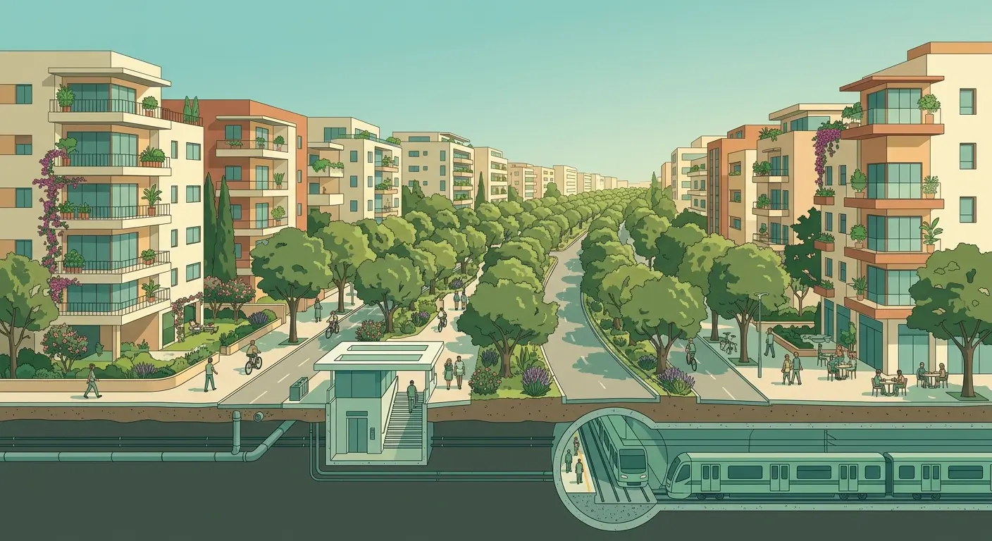כפר סבא — התחדשות בניינית שמתוכננת סביב תחנות המטרו והרשת הירוקה
