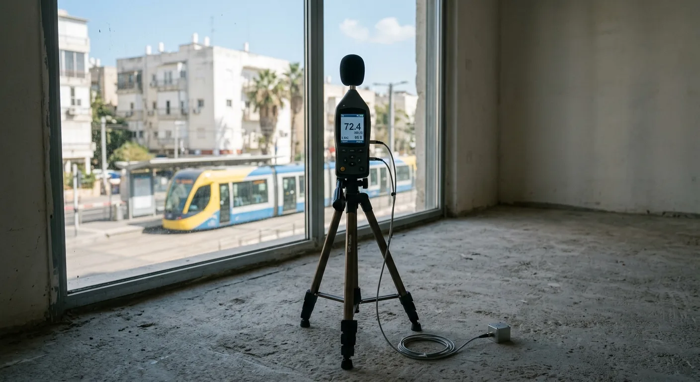 מדידת רעש ורעידות בדירה הסמוכה לתוואי רכבת קלה