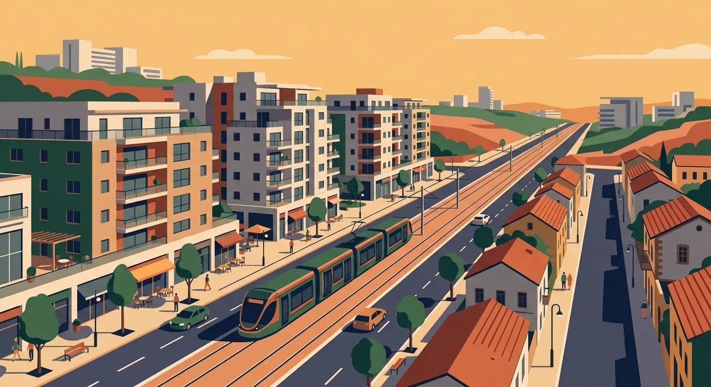 פתח תקווה — זכויות גדולות יותר לאורך צירי הרכבת הקלה, נפחים קטנים ברחובות הפנימיים