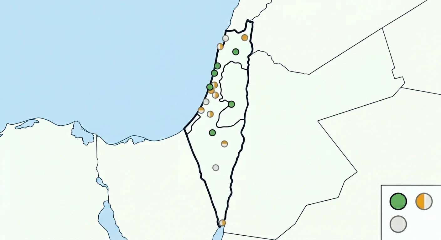 מפת סטטוס: ערים עם תוכנית מחליפה מאושרת, בתהליך, וללא תוכנית